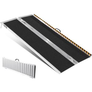 VEVOR Portable Wheelchair Ramp 6FT, Non-Slip Aluminum Folding Handicap Ramp, Door Threshold Ramps for Wheelchair for Home,Wheel Chair Ramp Steps, Cars, Scooter, Cart, Curbs, Stairs(6FT (For height 6-18”))