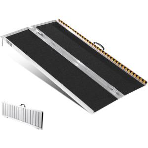 VEVOR Portable Wheelchair Ramp 6FT, Non-Slip Aluminum Folding Handicap Ramp, Door Threshold Ramps for Wheelchair for Home,Wheel Chair Ramp Steps, Cars, Scooter, Cart, Curbs, Stairs(5FT (For height 5-15”))