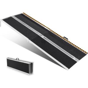 VEVOR Portable Wheelchair Ramp 6FT, Non-Slip Aluminum Folding Handicap Ramp, Door Threshold Ramps for Wheelchair for Home,Wheel Chair Ramp Steps, Cars, Scooter, Cart, Curbs, Stairs(7FT (For height 7-21”))