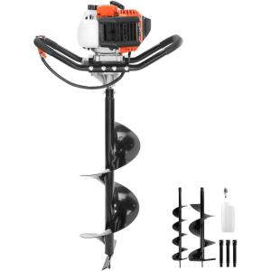 VEVOR Post Hole Digger, 43cc 1250W Auger Post Hole Digger, Gas Powered Earth Digger with 8″ Earth Auger Drill Bit, 30 inch Long Alloy Steel Auger, for Farmland, Garden and Plant, EPA Certification(52CC)