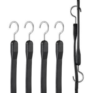 VEVOR Rubber Bungee Cords, 50 Pack 21″ Long, Weatherproof Natural Rubber Tie Down Straps with Crimped S Hooks, Heavy Duty Outdoor Tarp Straps for Securing Flatbed Trailers, Canvases, Cargo, and More(40inch 4pcs Adjustable)
