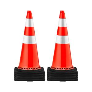 VEVOR Safety Cones, 6 Pack 36″ Traffic Cones, PVC Orange Construction Cones with Reflective Collars and Black Weighted Base, for Traffic Control, Driveway Road Parking and School Improvement(30”)