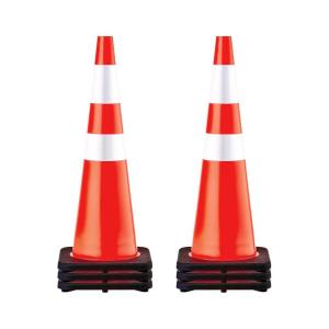 VEVOR Safety Cones, 6 Pack 36″ Traffic Cones, PVC Orange Construction Cones with Reflective Collars and Black Weighted Base, for Traffic Control, Driveway Road Parking and School Improvement(36″(6Cones))
