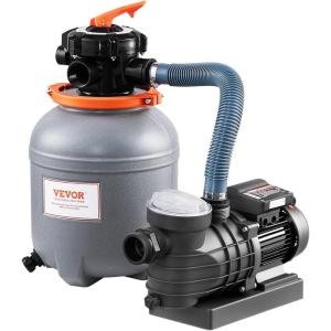 VEVOR Sand Filter Pump for Above Ground Pool, 12 in, 3000 GPH, 1/2 HP Swimming Pool Sand Filter Pump System, Krystal Clear with 6-Way Multi-Port Valve & Strainer Basket, Easy Installation for Pools