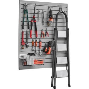 VEVOR Slat Wall Paneling, 4 x 4 ft, PVC Garage Slatwall with Modular Design, Black Slat Wall Easy-to-Install Adjustable Slatwall Panel with Coupling Structure & DIY Cutting, Fits for Storage & Display(Gray)