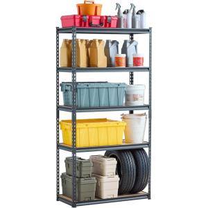 VEVOR Storage Shelves, 3000 lbs, 5 Tier Garage Storage Shelving, 18″ D x 48″ W x 78″ H Adjustable Metal Shelves for Garage Shelves Utility Rack Shelf, Ideal for Kitchen, Warehouse, Basement, Black(16″ D x 36″ W x 71.4″)