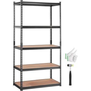 VEVOR Storage Shelves, 3000 lbs, 5 Tier Garage Storage Shelving, 18″ D x 48″ W x 78″ H Adjustable Metal Shelves for Garage Shelves Utility Rack Shelf, Ideal for Kitchen, Warehouse, Basement, Black(36″ L x 18″ W x 72″ H)