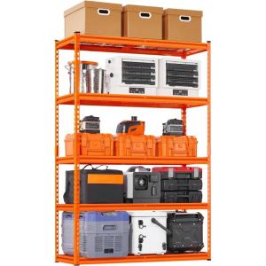 VEVOR Storage Shelves, 3000 lbs, 5 Tier Heavy Duty Garage Shelving, 24″ D x 48″ W x 72″ H Adjustable Metal Shelves for Industrial Shelving Unit Utility Shelf, for Kitchen, Warehouse, Basement, Black(Orange)