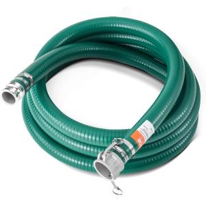 VEVOR Suction Hose, 2 in x 20 ft, Green High Quality Hose, with Camlock Connectors, and Aluminum Fittings, Fit Various Pumps, for Sewage Treatment, Water Transportation and More Agricultural Purposes(2″ x 20′ suction hose)