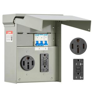 VEVOR Temporary Power Outlet Panel, RV Electrical Breaker Box with Prewired 50 Amp & 20 Amp GFCI Receptacle Circuit, Weatherproof RV Electrical Panel for RV Hookup Camper Travel Trailer Motorhome(50+20 Amp)