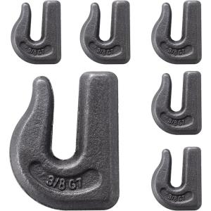 VEVOR Weld-on Grab Chain Hooks 3/8″ Heavy Duty Tow Hook G70 Forged Steel 6 Packs Tractor Hook Weldable Compatible for Tractor Bucket, Crane, Chain Hoist, Forklift, Maximum Break Strength 15,000 lbs(6PCS Welded)