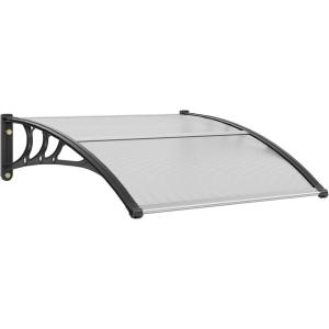 VEVOR Window Door Canopy 40″ x 40″, UPF 50+ Polycarbonate for Door Canopy Exterior, Entry Door, Front Door Overhang for Rain Snow Sunlight Protection Hollow Sheet(Clear Board & Black Bracket)
