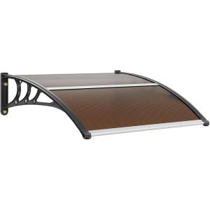 VEVOR Window Door Canopy 40″ x 40″, UPF 50+ Polycarbonate for Door Canopy Exterior, Entry Door, Front Door Overhang for Rain Snow Sunlight Protection Hollow Sheet(Brown Board & Black Bracket)
