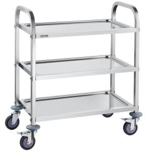 VEVOR&nbsp;Stainless Steel Cart,&nbsp;3 Layers&nbsp;Lab Utility Cart&nbsp;400 lbs Weight Capacity,&nbsp;Medical Cart&nbsp;with Lockable Universal Wheels, for Lab, Clinic, Kitchen, Salon