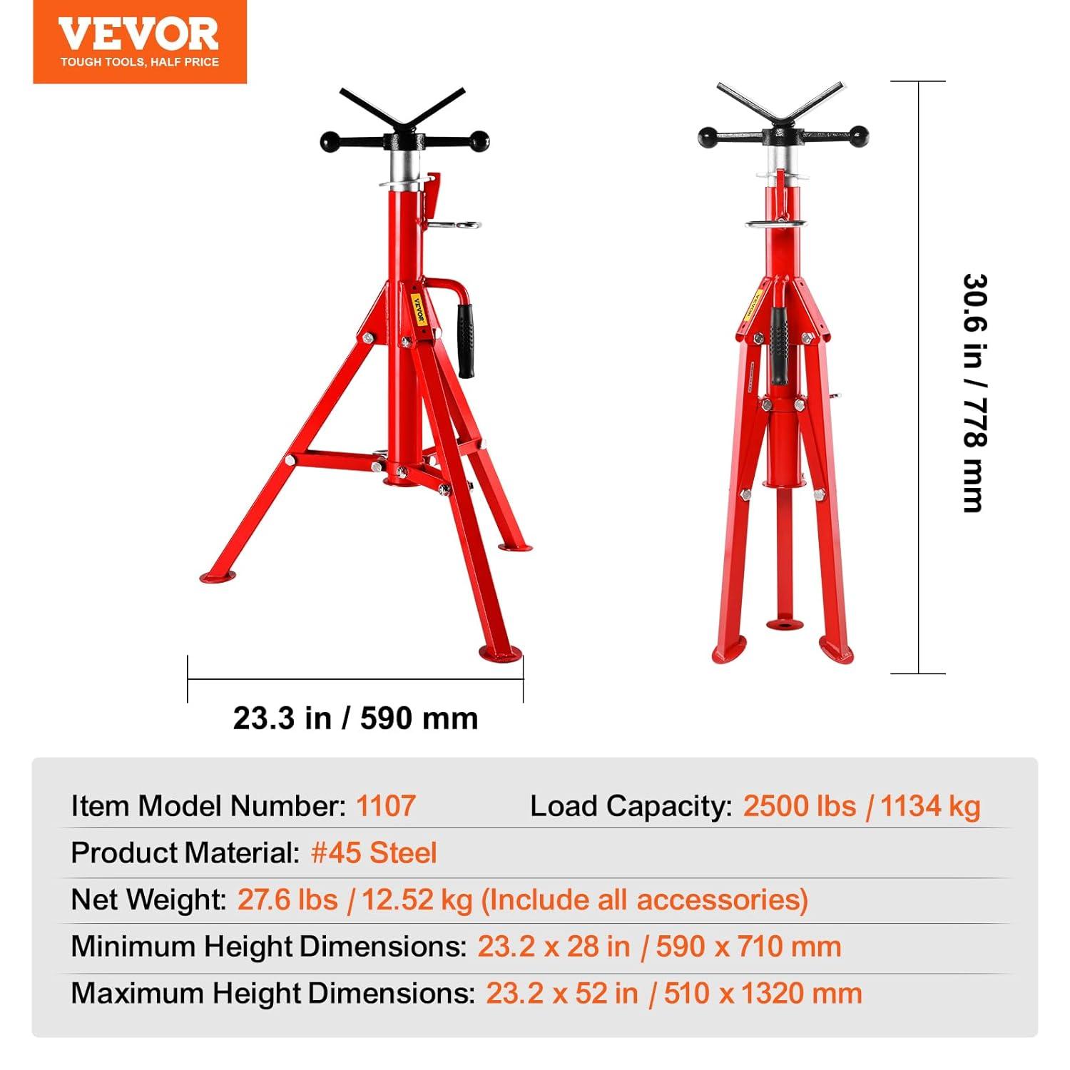 image:imagePipe Jack Stand Robust Steel HeavyDuty Construction Adjustable Height Range Folding amp Portable Design Secure Stability Versatile Applications