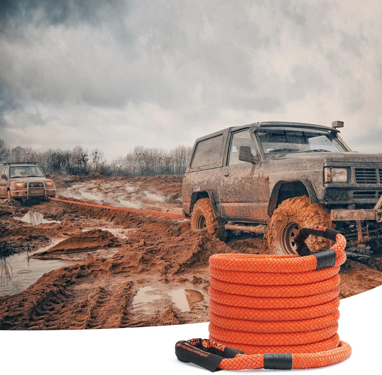 image:imageVEVOR 1 x 30 Kinetic Recovery Tow Rope 38000 lbs HeavyDuty Off Road Snatch Strap Extreme Duty 30 Elasticity Energy Snatch Strap for Jeep Car Truck ATV UTV SUV TractorOrange