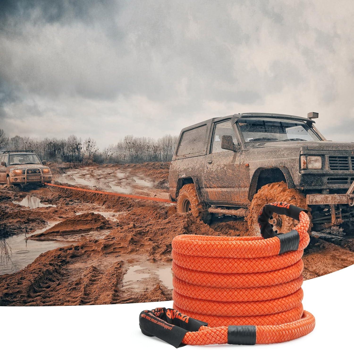 image:imageVEVOR 1 x 30 Kinetic Recovery Tow Rope 38000 lbs HeavyDuty Off Road Snatch Strap Extreme Duty 30 Elasticity Energy Snatch Strap for Jeep Car Truck ATV UTV SUV TractorOrange
