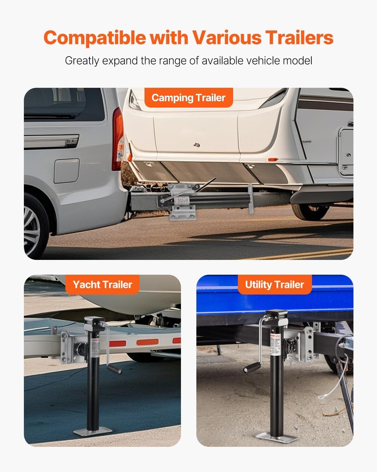 image:imageVEVOR 5000 lbs Dynamic Load Capacity Heavy Duty Swivel Bolton Trailer Jack 143 Lift Trailer Jack Stand with Handle for RV Horse Utility and Yacht Trailers5000lbs