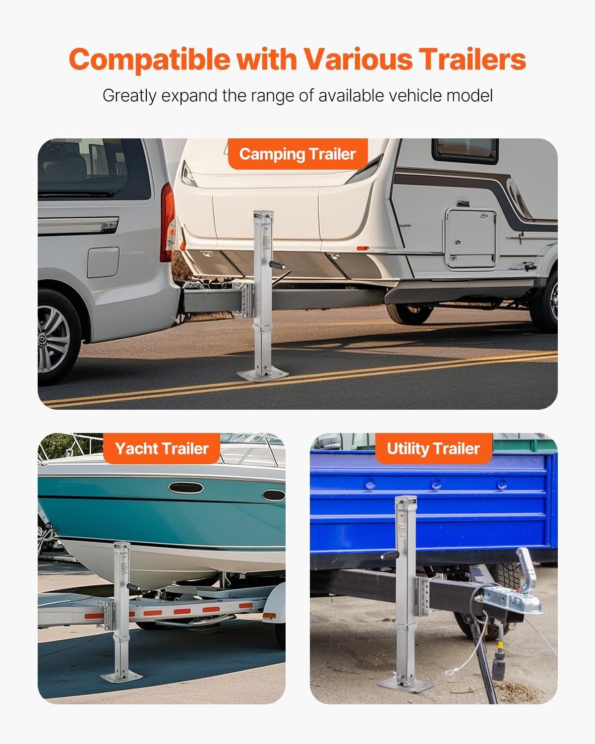 image:imageVEVOR 5000 lbs Dynamic Load Capacity Heavy Duty Swivel Bolton Trailer Jack 143 Lift Trailer Jack Stand with Handle for RV Horse Utility and Yacht Trailers8000lbs