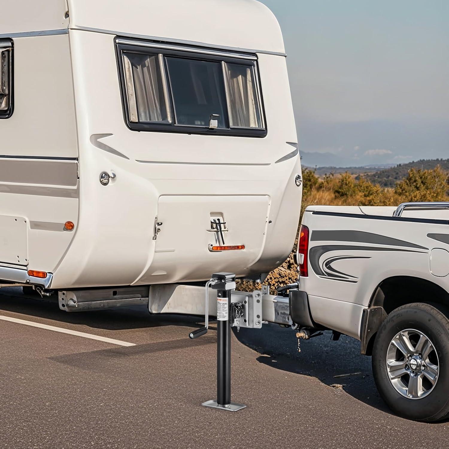 image:imageVEVOR 5000 lbs Dynamic Load Capacity Heavy Duty Swivel Bolton Trailer Jack 143 Lift Trailer Jack Stand with Handle for RV Horse Utility and Yacht Trailers5000lbs