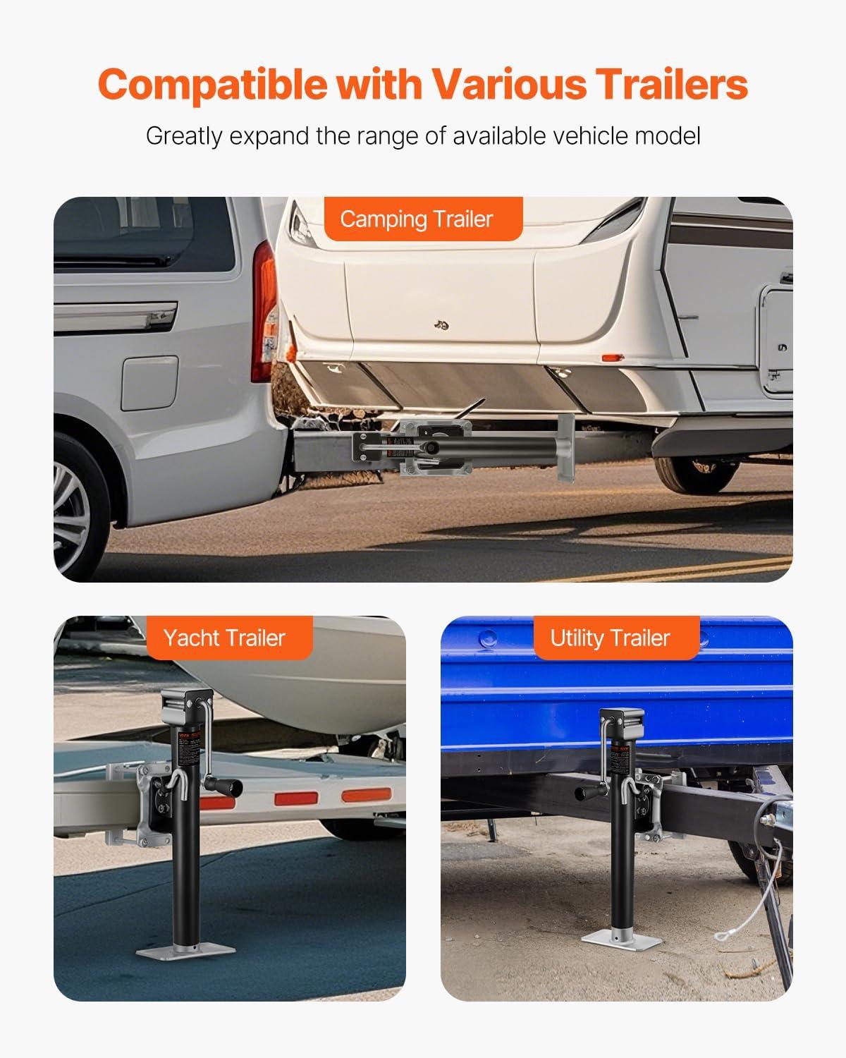 image:imageVEVOR 5000 lbs Dynamic Load Capacity Heavy Duty Swivel Bolton Trailer Jack 143 Lift Trailer Jack Stand with Handle for RV Horse Utility and Yacht Trailers2500lbs