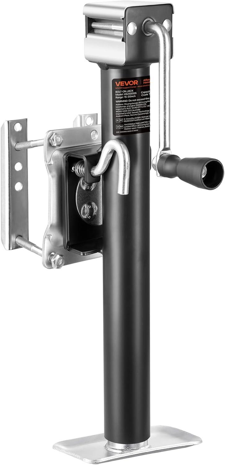 image:imageVEVOR 5000 lbs Dynamic Load Capacity Heavy Duty Swivel Bolton Trailer Jack 143 Lift Trailer Jack Stand with Handle for RV Horse Utility and Yacht Trailers2500lbs