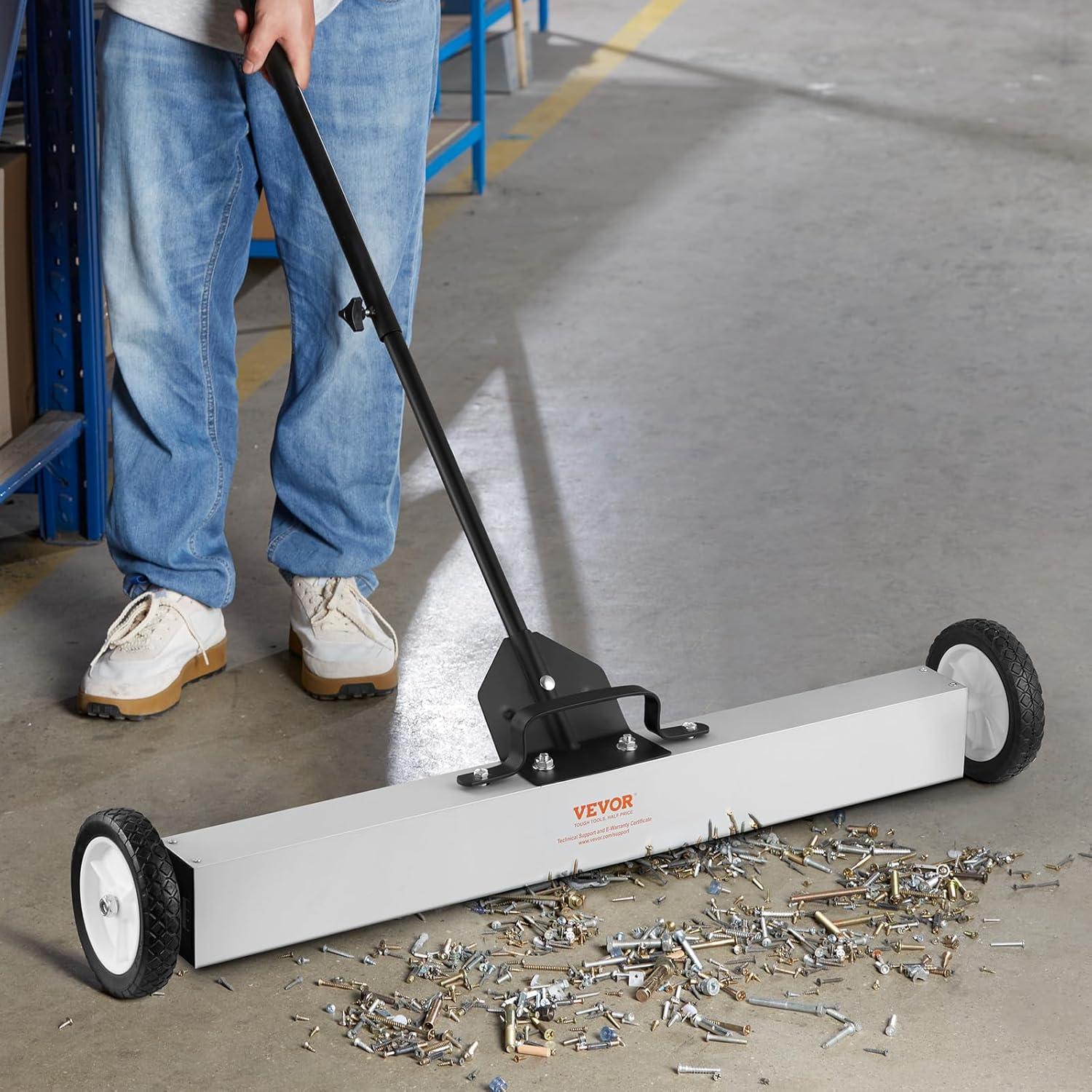 image:imageVEVOR 55Lbs Rolling Magnetic Sweeper with Wheels 36inch Large Magnet Pickup Lawn Sweeper with Telescoping Handle PushType Magnetic Pick Up Sweeper Easy Cleanup of Workshop Yard Garage36 inch