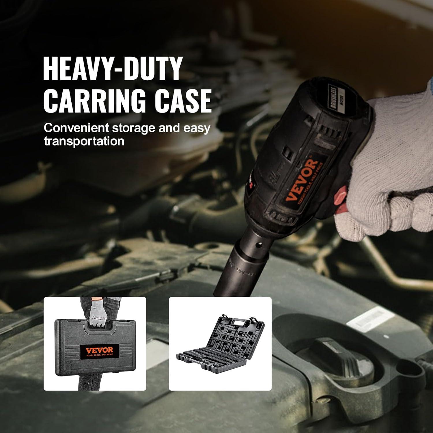 image:imageVEVOR 96 Piece 38 Drive Impact Socket Wrench and Bit Set SAE 516 to 34 amp Metric 8 to 22 mm CRV Deep amp Shallow 6 Point Ratchet Universal Joint Bit Holder Adapters Spark Plug Socket38 48PCS