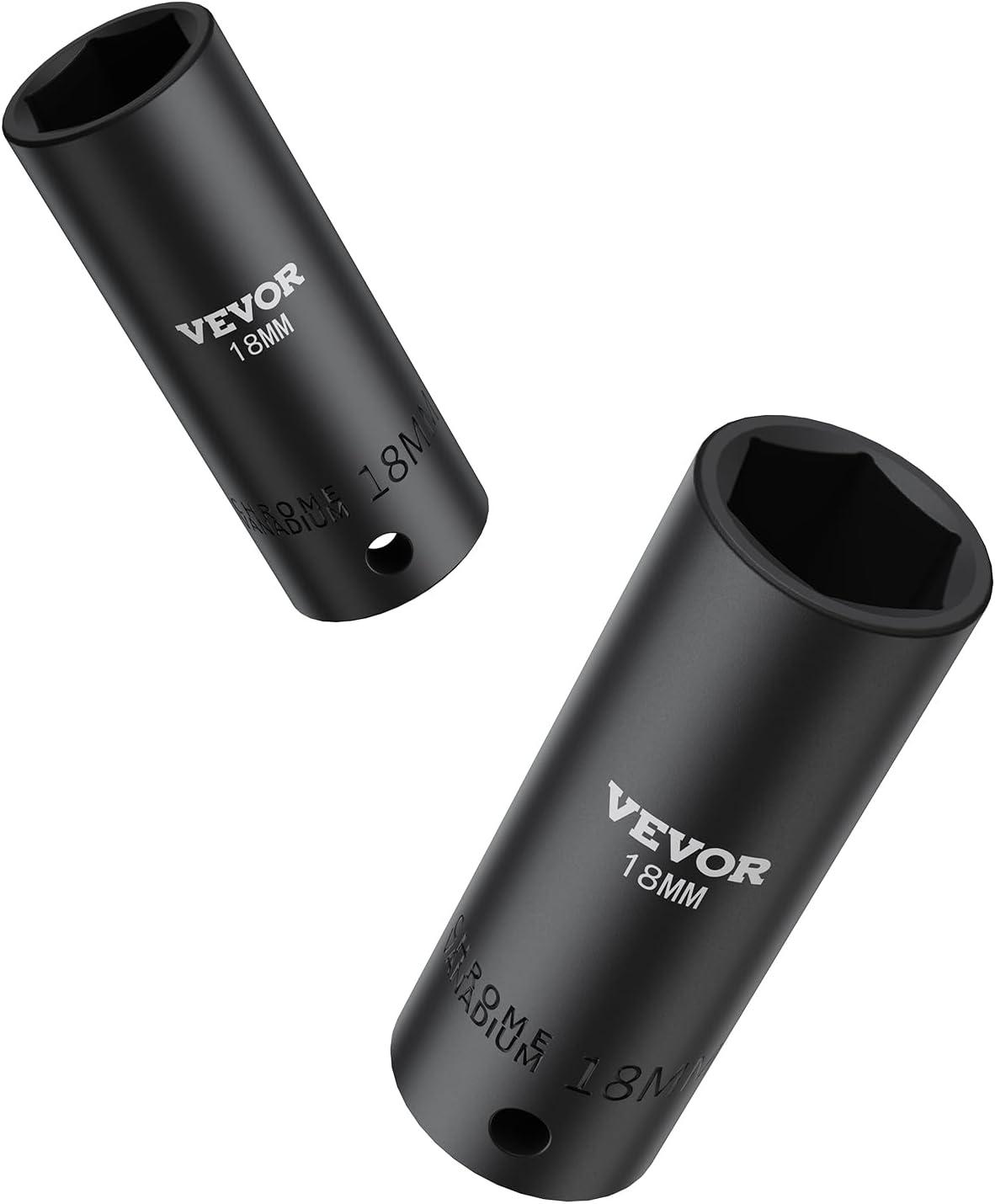 image:imageVEVOR 96 Piece 38 Drive Impact Socket Wrench and Bit Set SAE 516 to 34 amp Metric 8 to 22 mm CRV Deep amp Shallow 6 Point Ratchet Universal Joint Bit Holder Adapters Spark Plug Socket12 26PCS