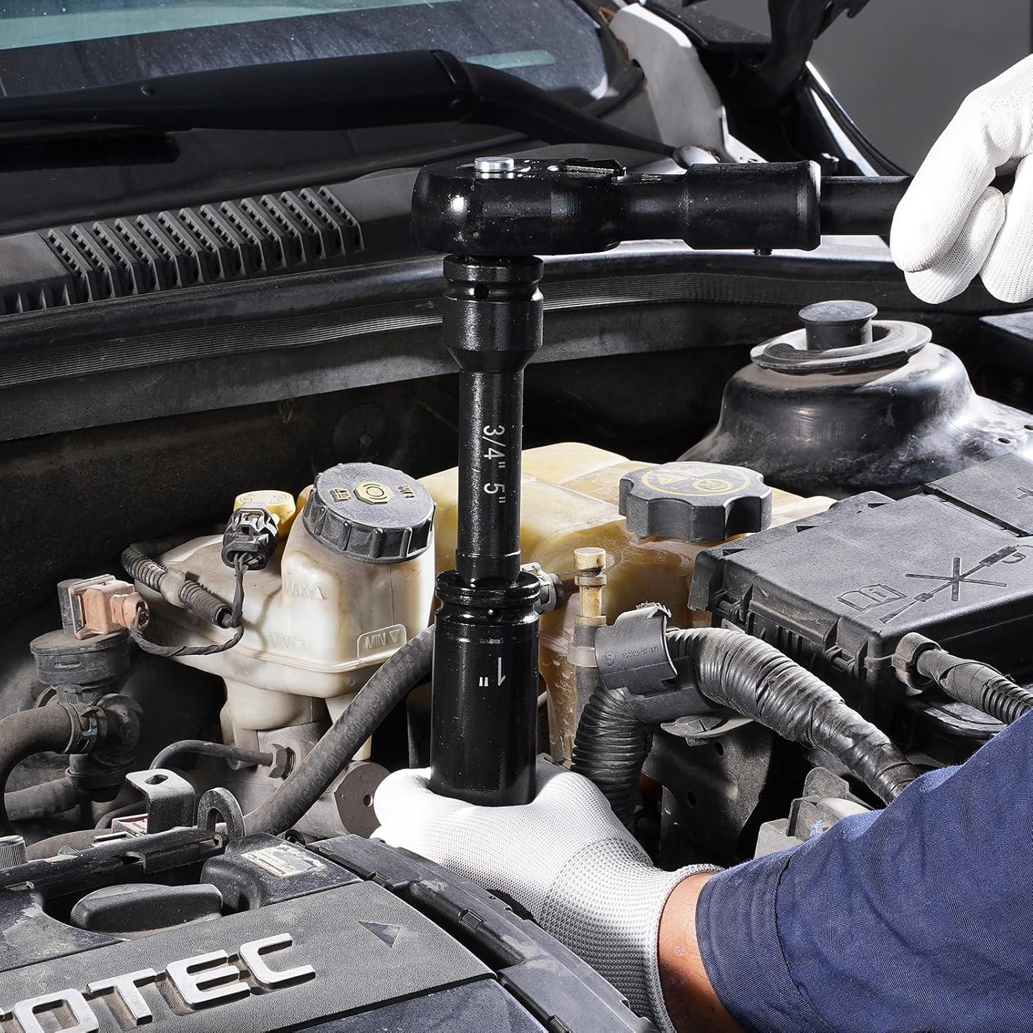 image:imageVEVOR 96 Piece 38 Drive Impact Socket Wrench and Bit Set SAE 516 to 34 amp Metric 8 to 22 mm CRV Deep amp Shallow 6 Point Ratchet Universal Joint Bit Holder Adapters Spark Plug Socket34 22PCS