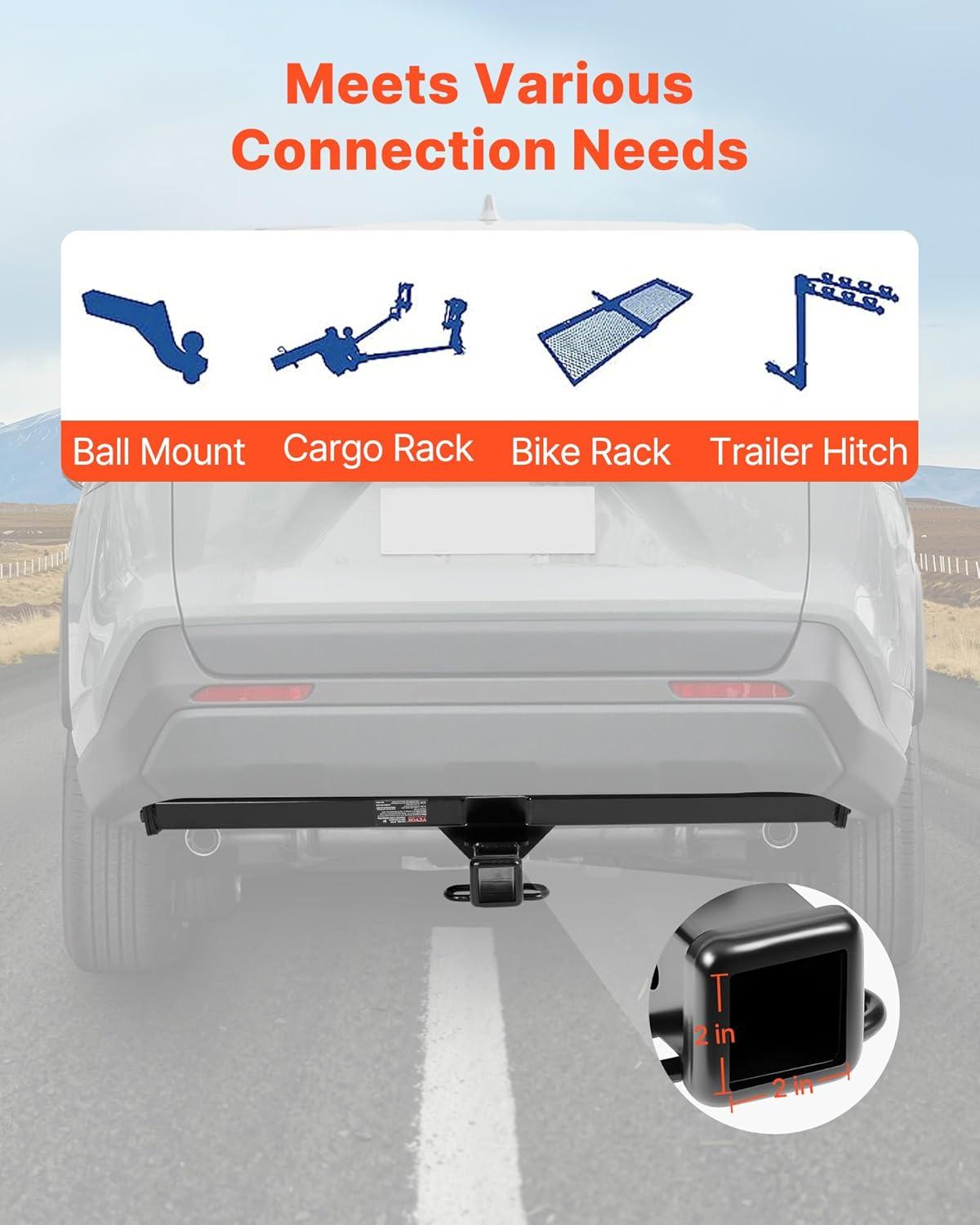 image:imageVEVOR Class 3 Trailer Hitch 2Inch Receiver Compatible with 20112021 Jeep Grand Cherokee Q345B Steel Tube Frame MultiFit Hitch to Receive Ball Mount Cargo Carrier Bike Rack Tow Hook Black20202024 Toyota RAV4