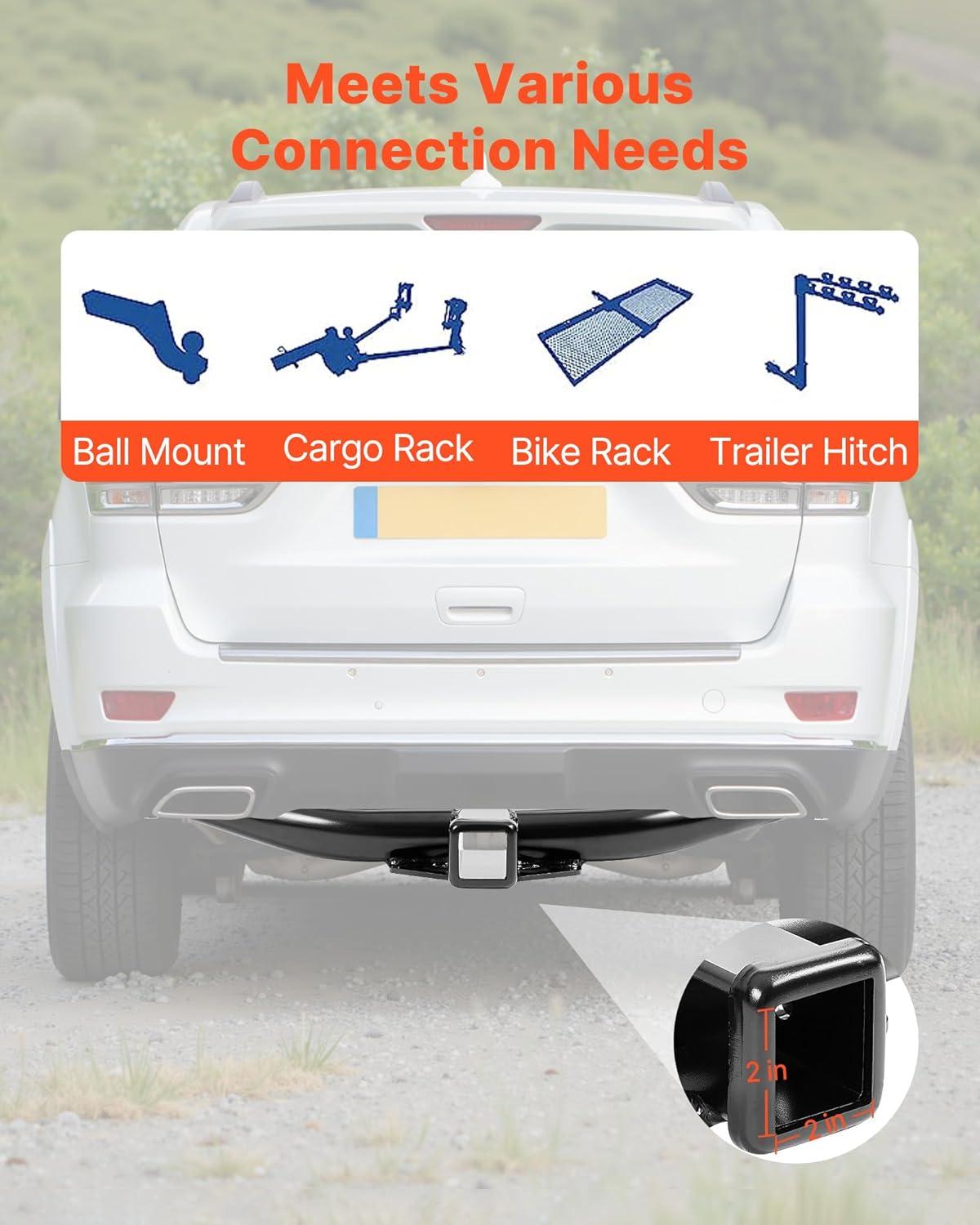 image:imageVEVOR Class 3 Trailer Hitch 2Inch Receiver Compatible with 20112021 Jeep Grand Cherokee Q345B Steel Tube Frame MultiFit Hitch to Receive Ball Mount Cargo Carrier Bike Rack Tow Hook Black20112021 Jeep Grand Cherokee