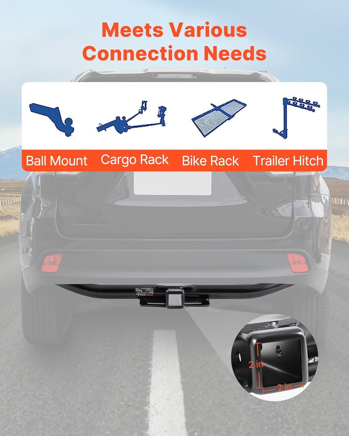 image:imageVEVOR Class 3 Trailer Hitch 2Inch Receiver Compatible with 20112021 Jeep Grand Cherokee Q345B Steel Tube Frame MultiFit Hitch to Receive Ball Mount Cargo Carrier Bike Rack Tow Hook Black20142019 Toyota Highlander
