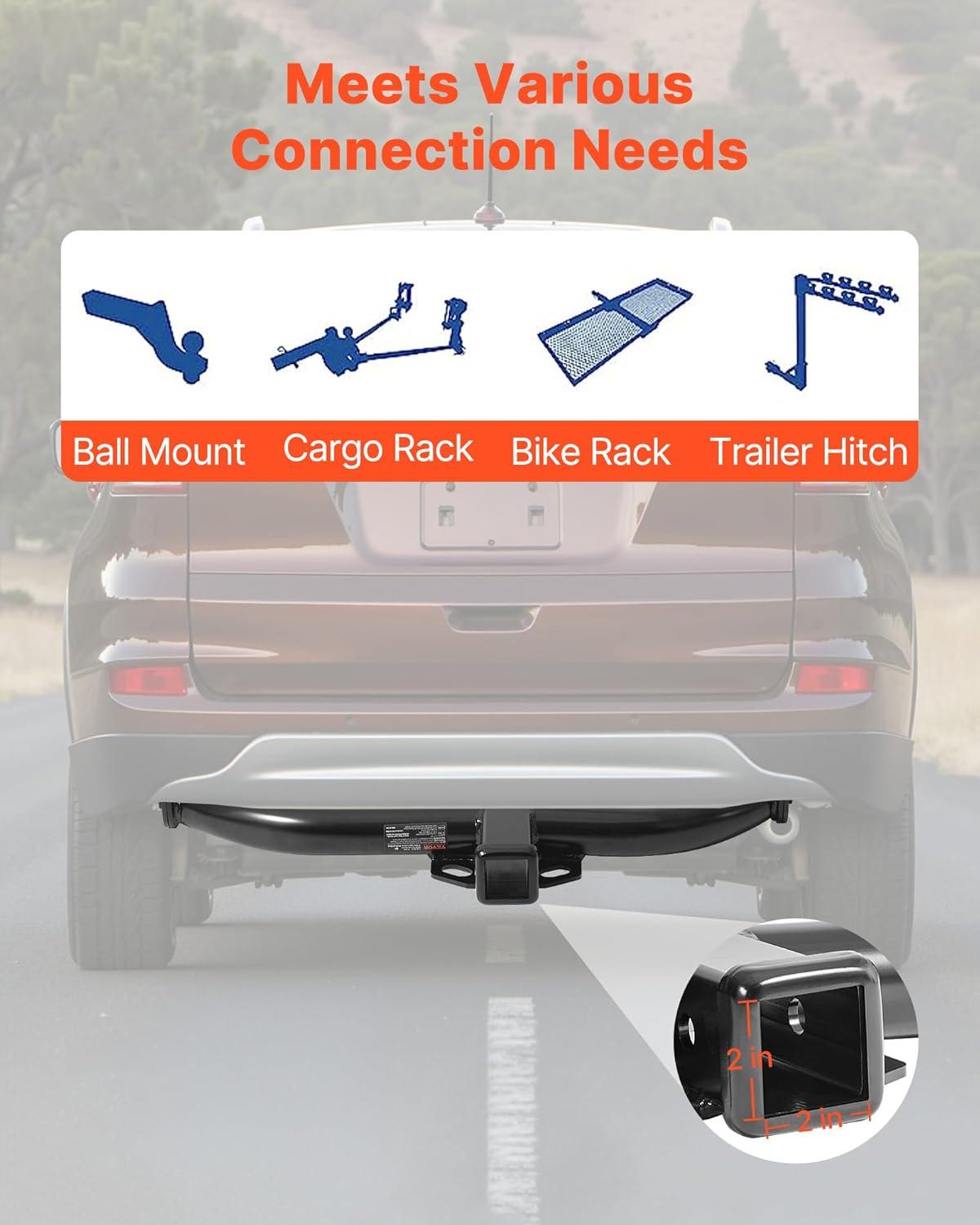 image:imageVEVOR Class 3 Trailer Hitch 2Inch Receiver Compatible with 20112021 Jeep Grand Cherokee Q345B Steel Tube Frame MultiFit Hitch to Receive Ball Mount Cargo Carrier Bike Rack Tow Hook Black20122016 Honda CRV
