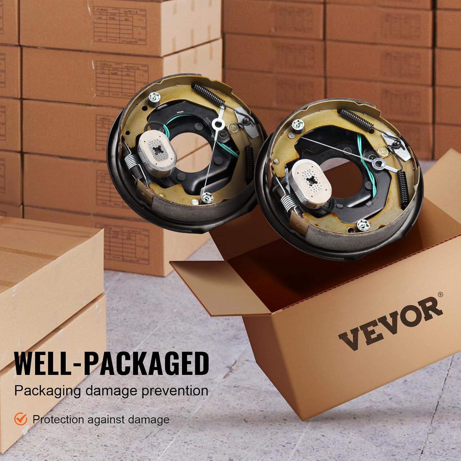 image:imageVEVOR Electric Trailer Brake Assembly 10 x 214 1 Pair SelfAdjusting Electric Brakes Kit for 3500 lbs Axle 4Hole Mounting Backing Plates for Brake System Part Replacement 1 Right 1 Left1 Pair Brakes