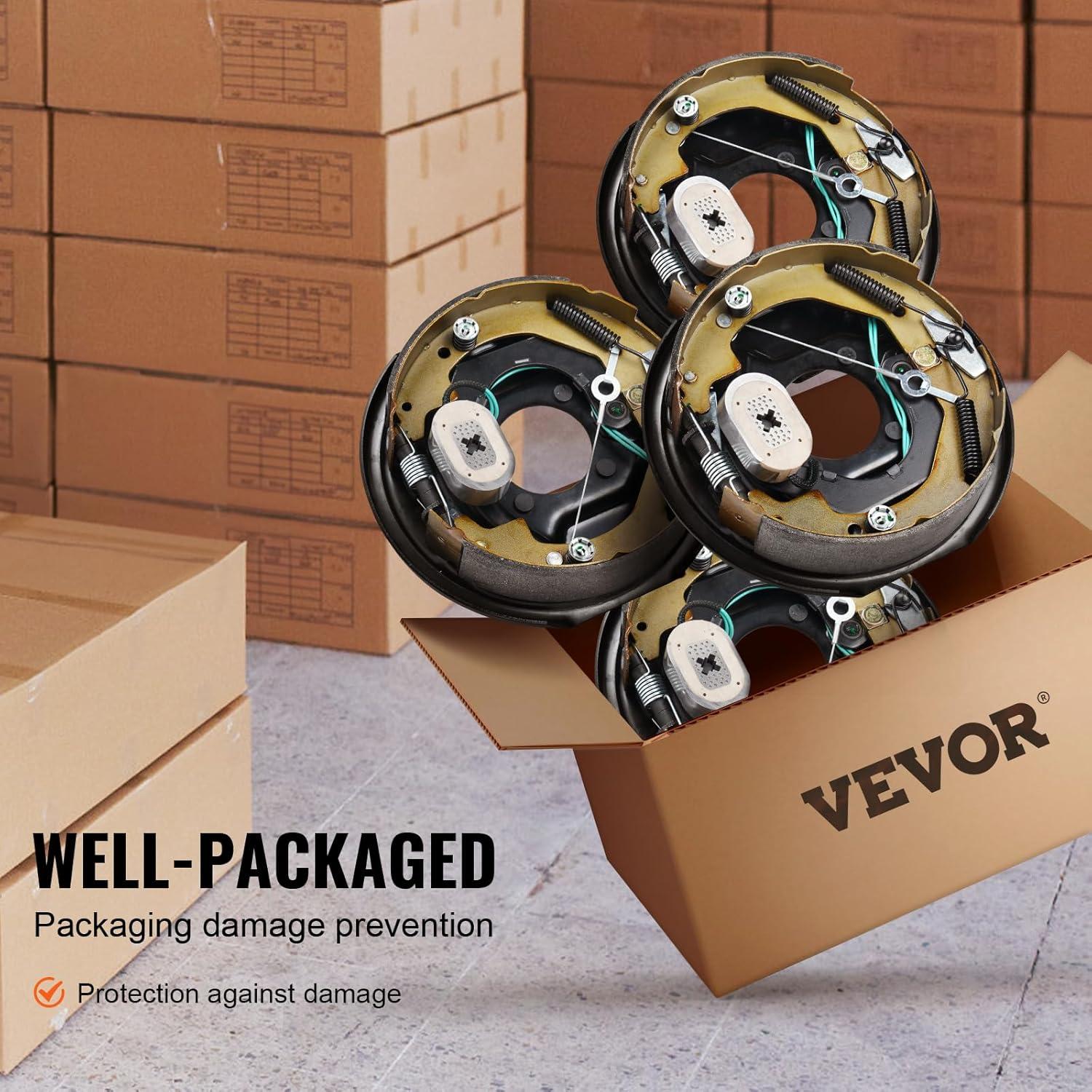 image:imageVEVOR Electric Trailer Brake Assembly 10 x 214 1 Pair SelfAdjusting Electric Brakes Kit for 3500 lbs Axle 4Hole Mounting Backing Plates for Brake System Part Replacement 1 Right 1 Left2 Pair Brakes