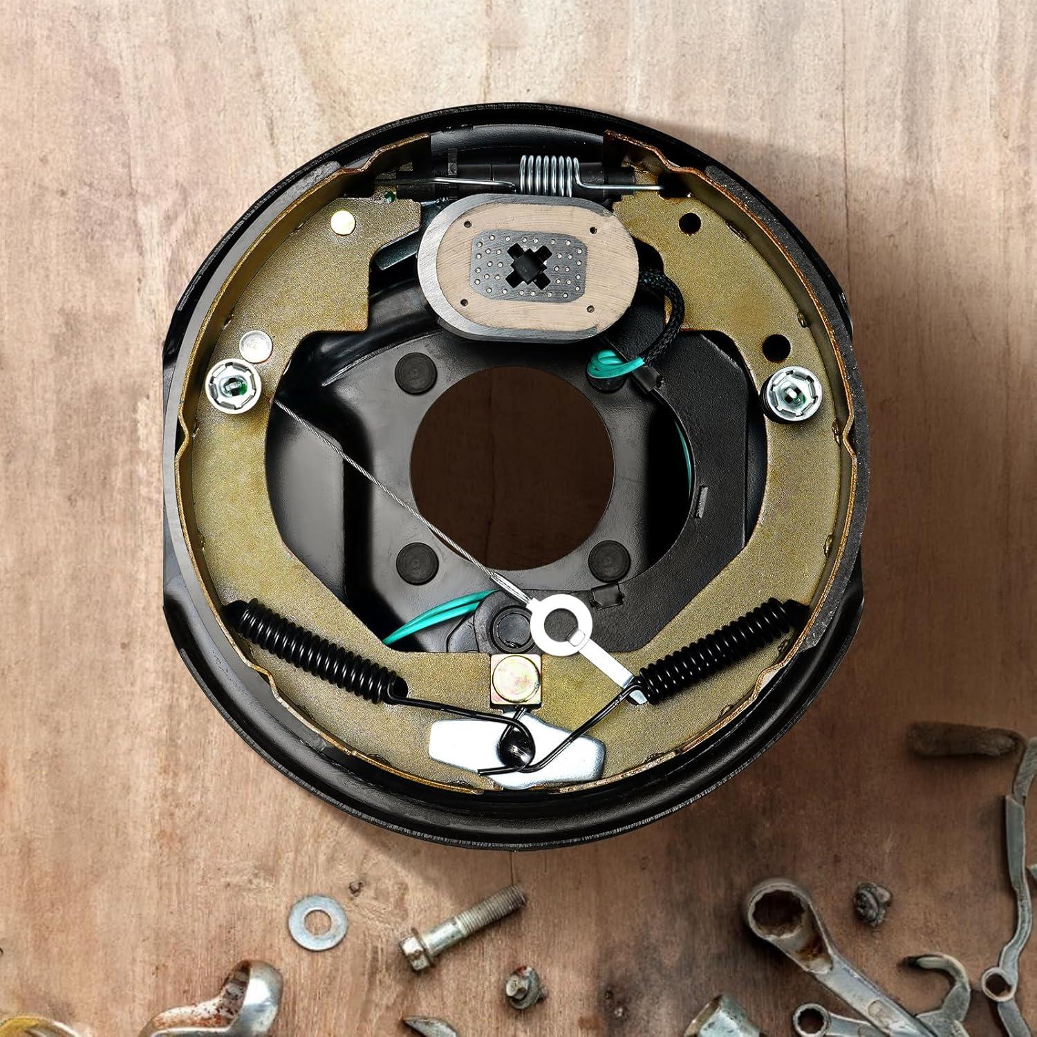 image:imageVEVOR Electric Trailer Brake Assembly 10 x 214 1 Pair SelfAdjusting Electric Brakes Kit for 3500 lbs Axle 4Hole Mounting Backing Plates for Brake System Part Replacement 1 Right 1 Left1 Pair Brakes