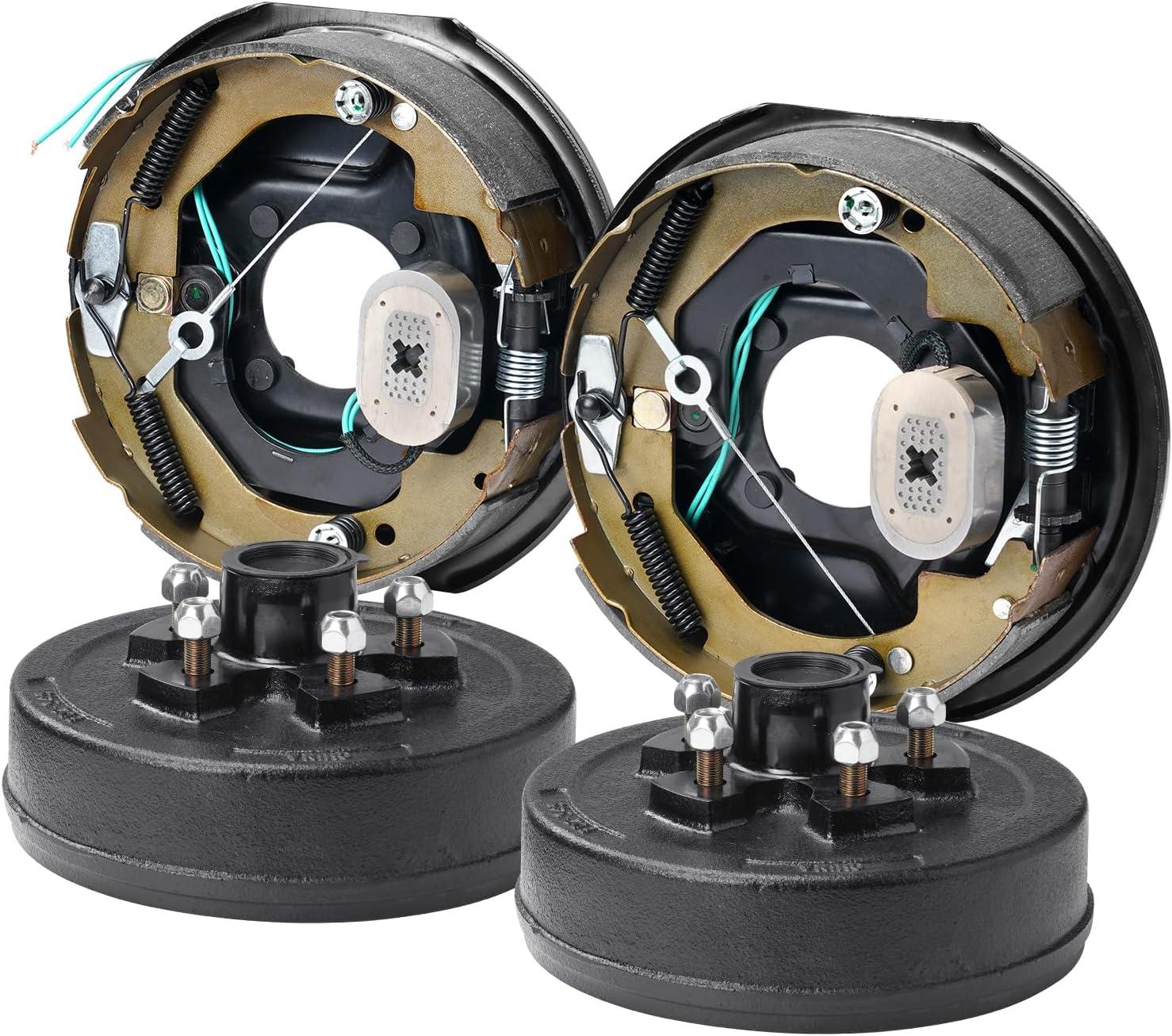 image:imageVEVOR Electric Trailer Brake Assembly 10 x 214 1 Pair SelfAdjusting Electric Brakes Kit for 3500 lbs Axle 4Hole Mounting Backing Plates for Brake System Part Replacement 1 Right 1 Left2 Brakes 2 Brake Drums