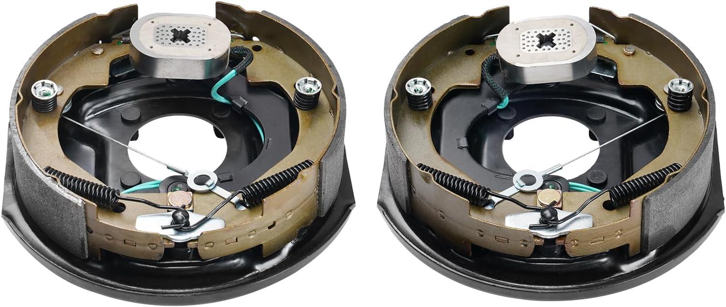 image:imageVEVOR Electric Trailer Brake Assembly 10 x 214 1 Pair SelfAdjusting Electric Brakes Kit for 3500 lbs Axle 4Hole Mounting Backing Plates for Brake System Part Replacement 1 Right 1 Left1 Pair Brakes