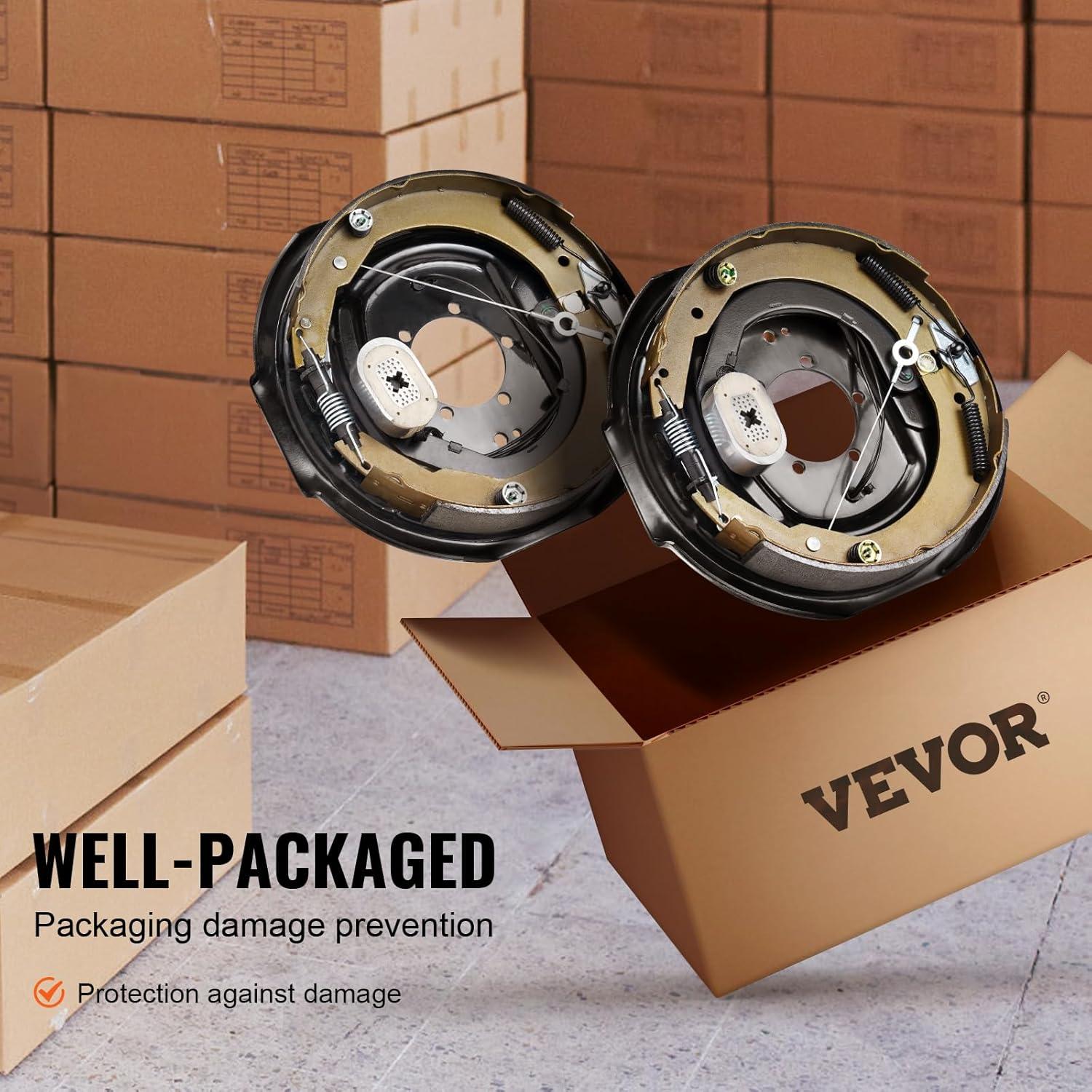 image:imageVEVOR Electric Trailer Brake Assembly 12 x 2 1 Pair SelfAdjusting Electric Brakes Kit for 7000 lbs Axle 5Hole Mounting Backing Plates for Braking System Part Replacement 1 Right 1 Left1 Pair Brakes