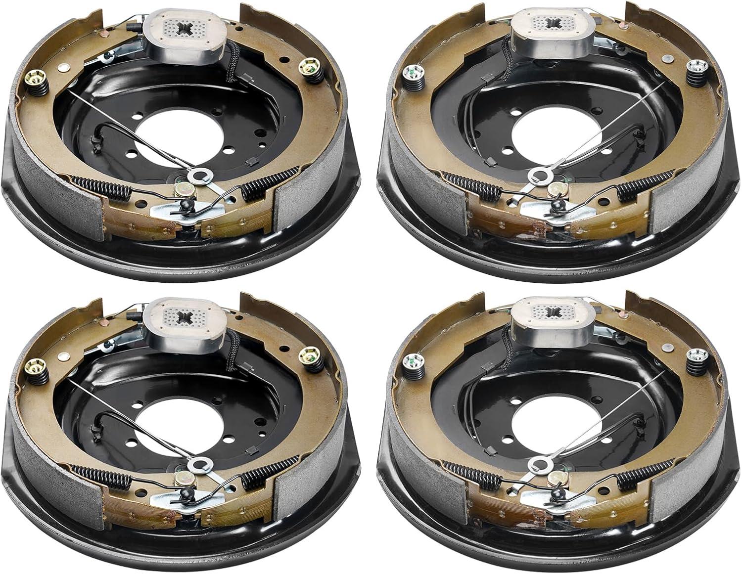 image:imageVEVOR Electric Trailer Brake Assembly 12 x 2 1 Pair SelfAdjusting Electric Brakes Kit for 7000 lbs Axle 5Hole Mounting Backing Plates for Braking System Part Replacement 1 Right 1 Left2 Pairs Brakes