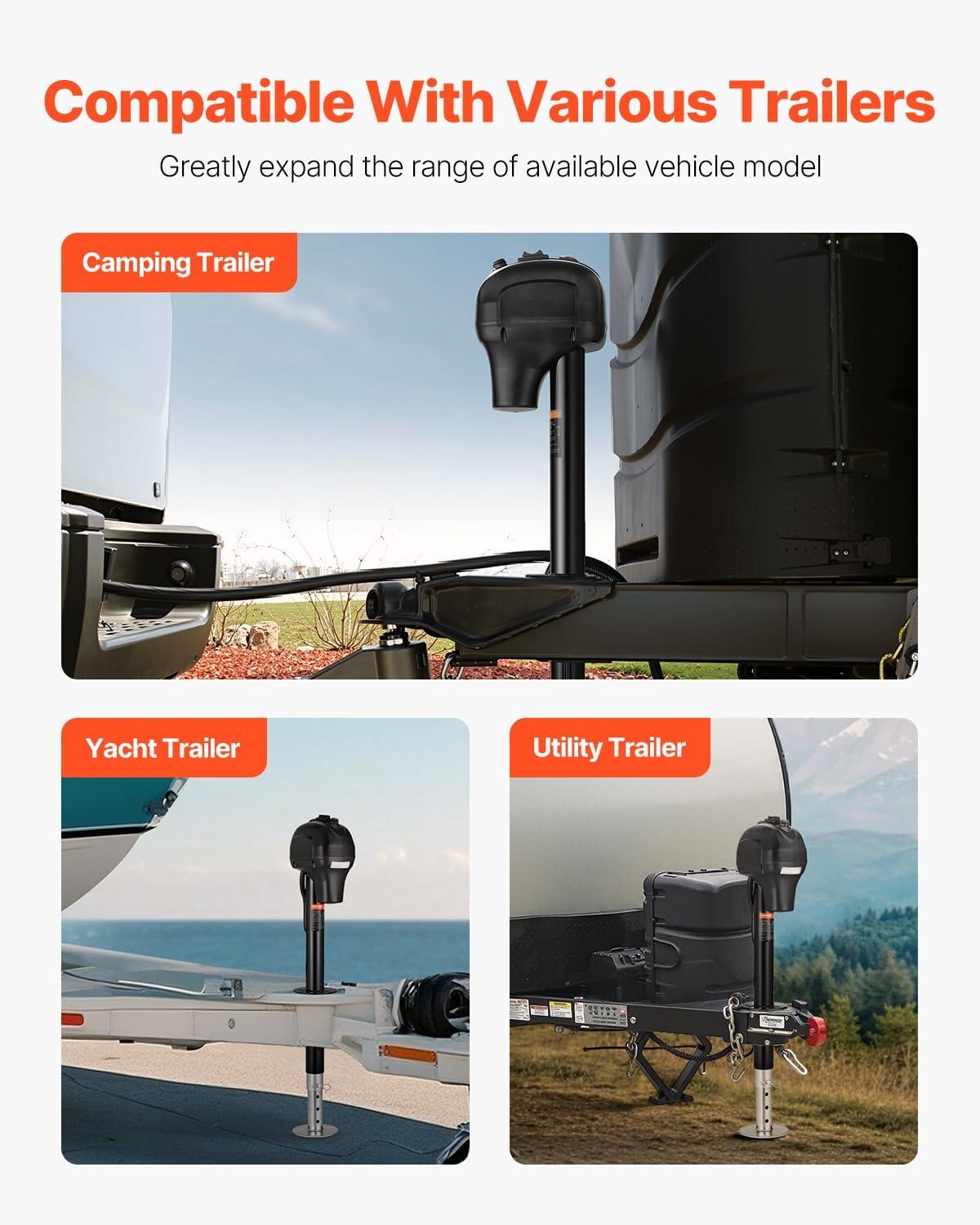 image:imageVEVOR Electric Trailer Jack 3500 lbs Heavy Duty RV Electric Power Tongue Jack with 7pin Connector Manual Crank Handle amp Weatherproof Jack Cover 95275 Lift for Trailers Campers amp RVs Black