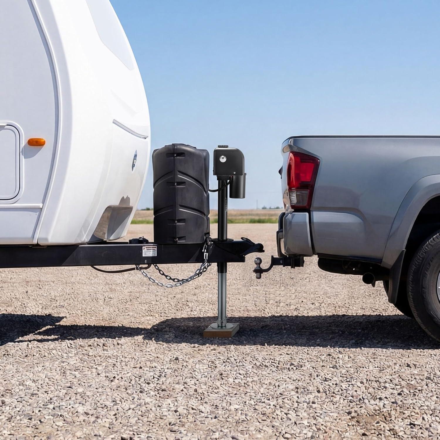 image:imageVEVOR Electric Trailer Jack 5000 lbs Heavy Duty RV Electric Power Tongue Jack with 2 Way Connector Manual Crank Handle amp Weatherproof Jack Cover 10283 Lift for RVs Trailers amp Campers Black7500lbs
