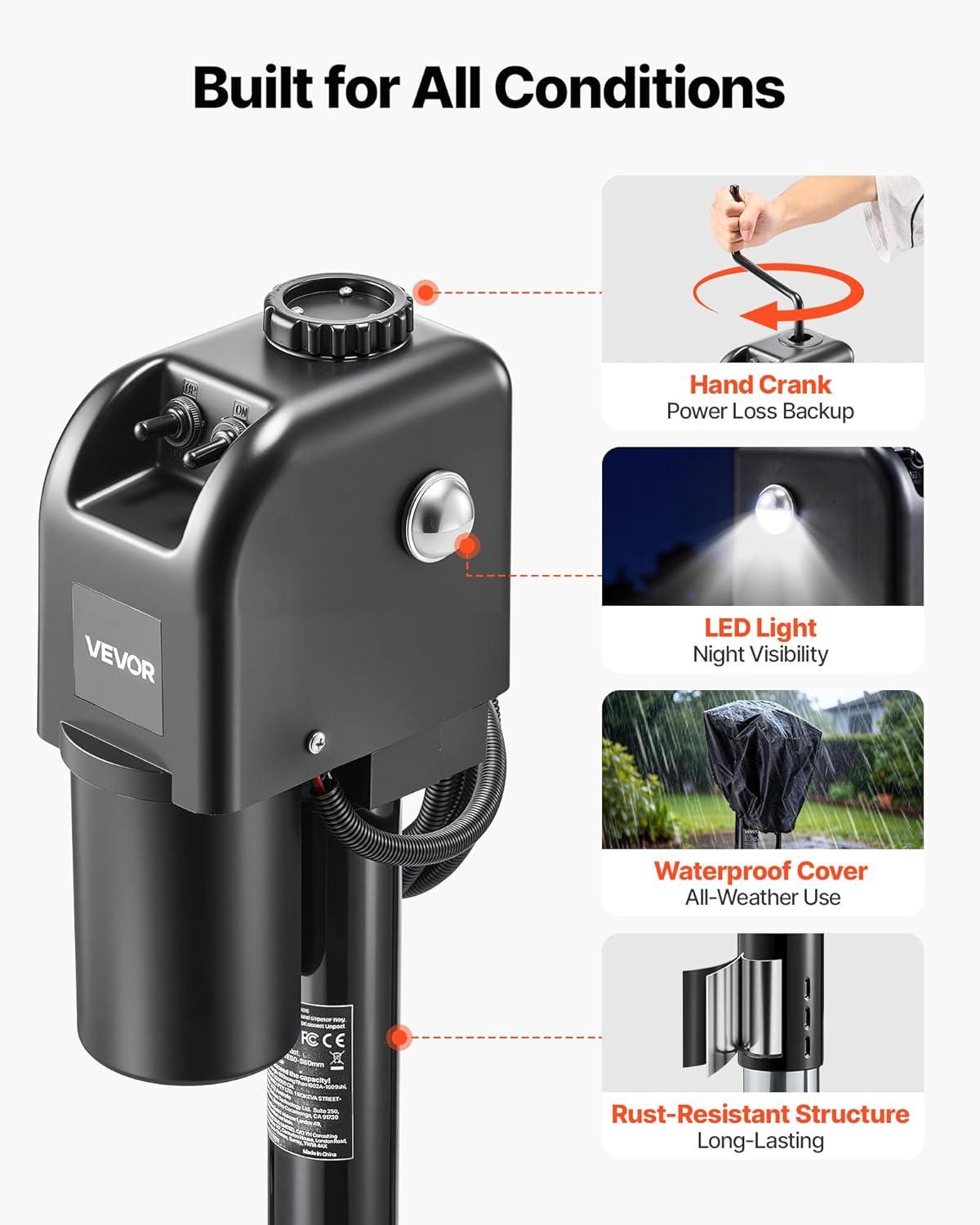 image:imageVEVOR Electric Trailer Jack 5000 lbs Heavy Duty RV Electric Power Tongue Jack with 2 Way Connector Manual Crank Handle amp Weatherproof Jack Cover 10283 Lift for RVs Trailers amp Campers Black7500lbs