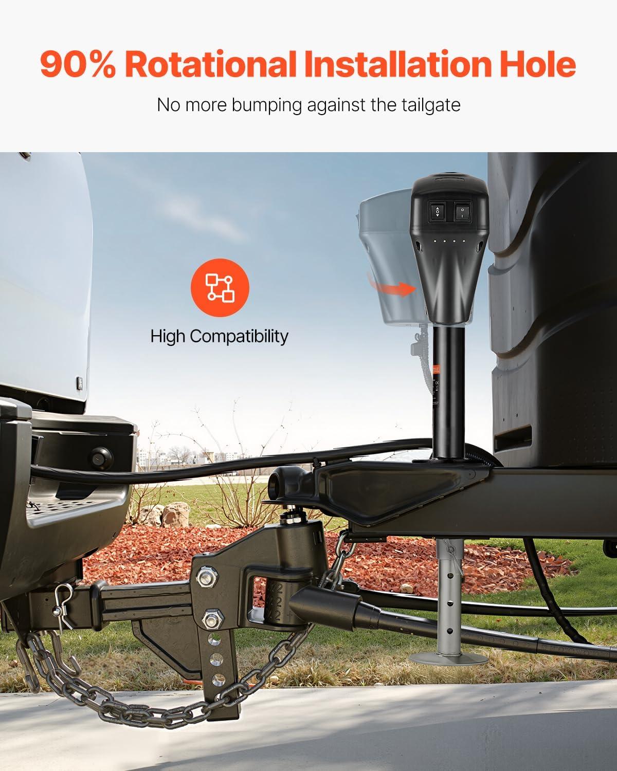image:imageVEVOR Electric Trailer Jack 5000 lbs Heavy Duty RV Electric Power Tongue Jack with 7pin Connector Manual Crank Handle amp Weatherproof Jack Cover 10283 Lift for Trailers Campers amp RVs Black