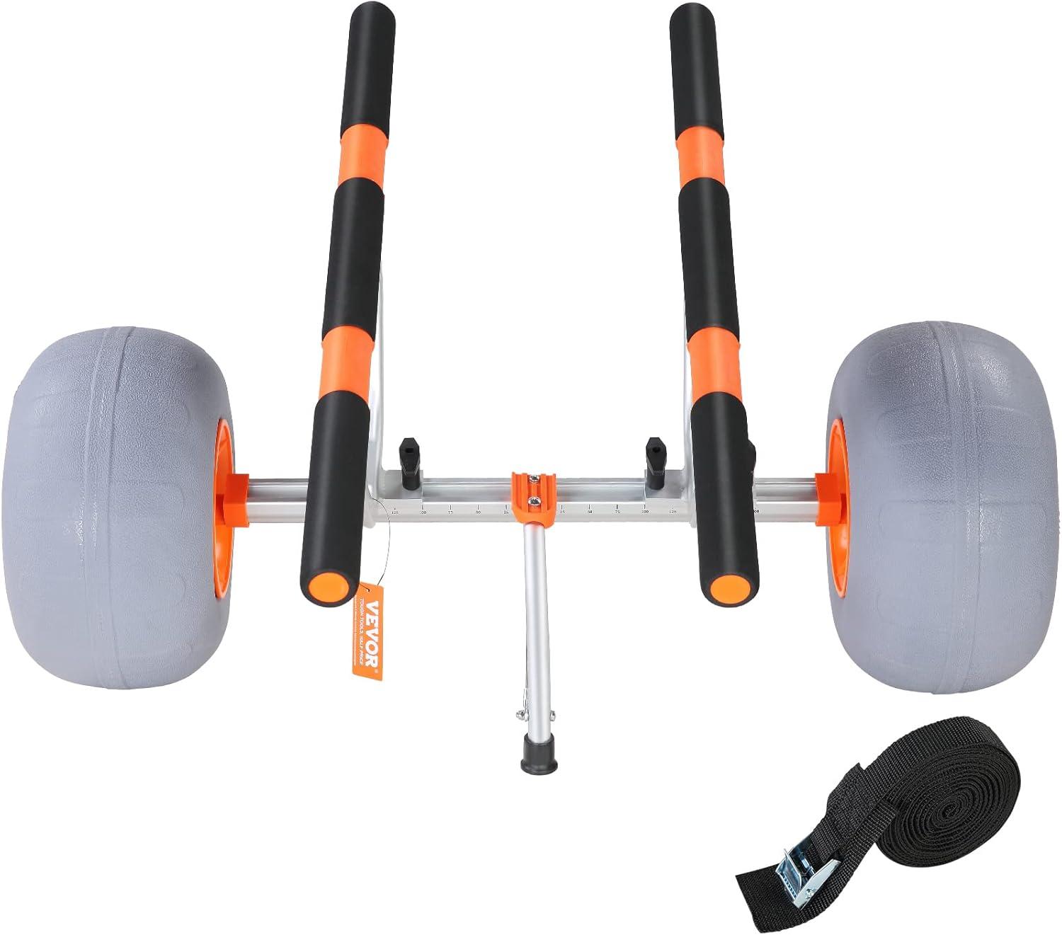 image:imageVEVOR Heavy Duty Kayak Cart 350lbs Load Capacity Detachable Canoe Trolley with 13 Beach Wheels Adjustable Carrier Width amp Nonslip Support Foot for Kayaks Canoes Paddleboards Float Mats Jon Boats