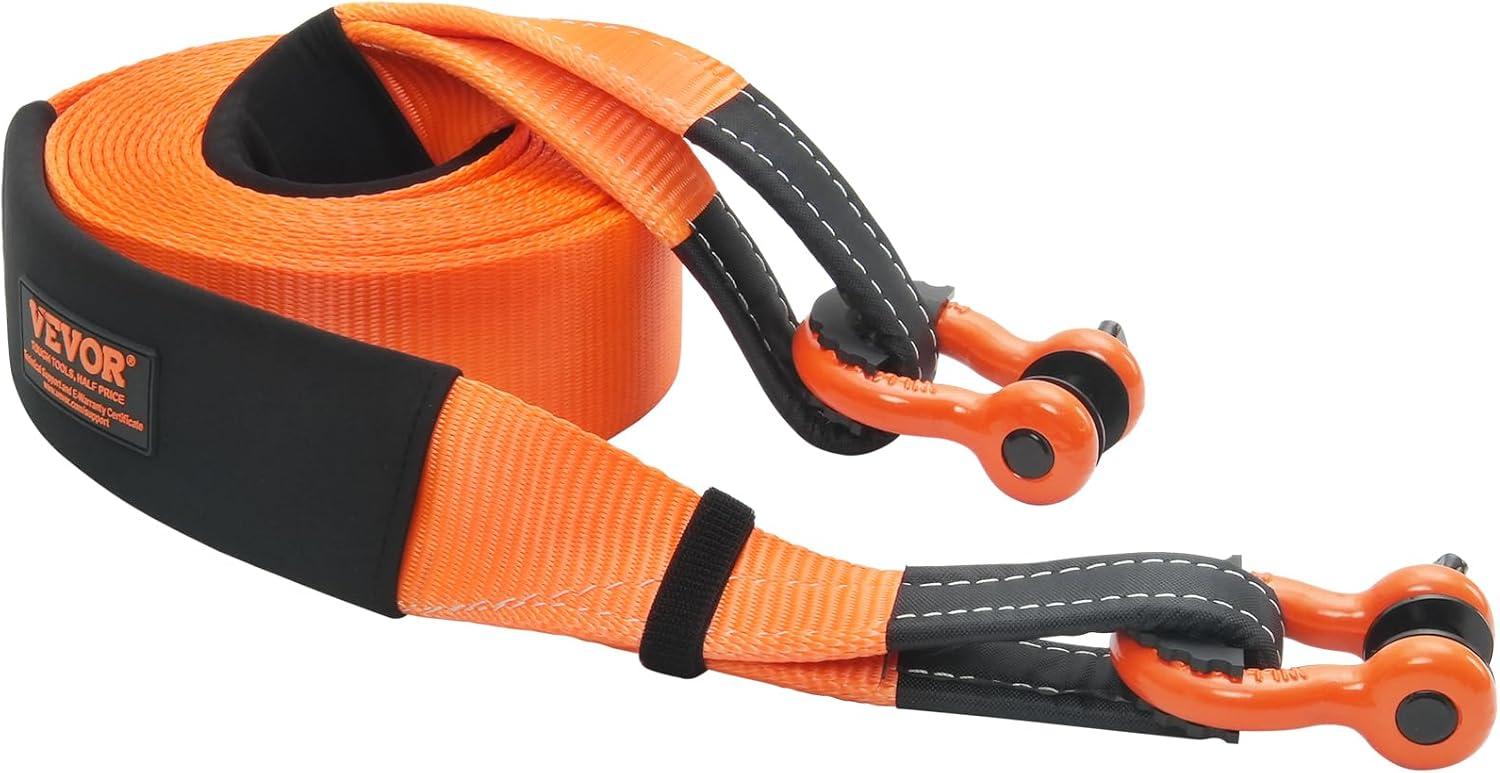image:imageVEVOR Heavy Duty Tow Strap Recovery Kit 3 x 30 ft MBS36000 lbs Tree Saver Winch Strap Triple Reinforced Loop amp Protective Sleeves amp Storage Bag 34 DRing Shackles for Truck Jeep SUV ATV34 D Ring Shackles 2pcs