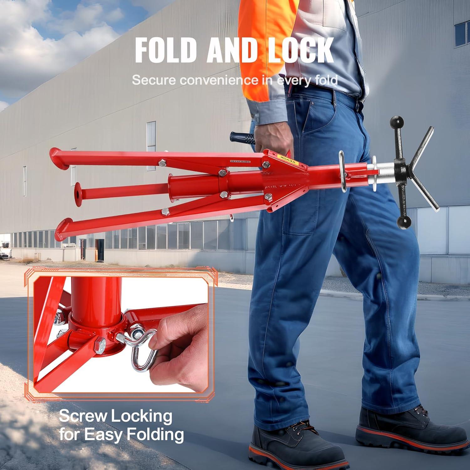 image:imageVEVOR HeavyDuty Pipe Stand Adjustable Folding Pipe Jack Stand Sturdy Construction 2500 lbs Load Capacity Ideal for Welding Automotive and Construction Projects