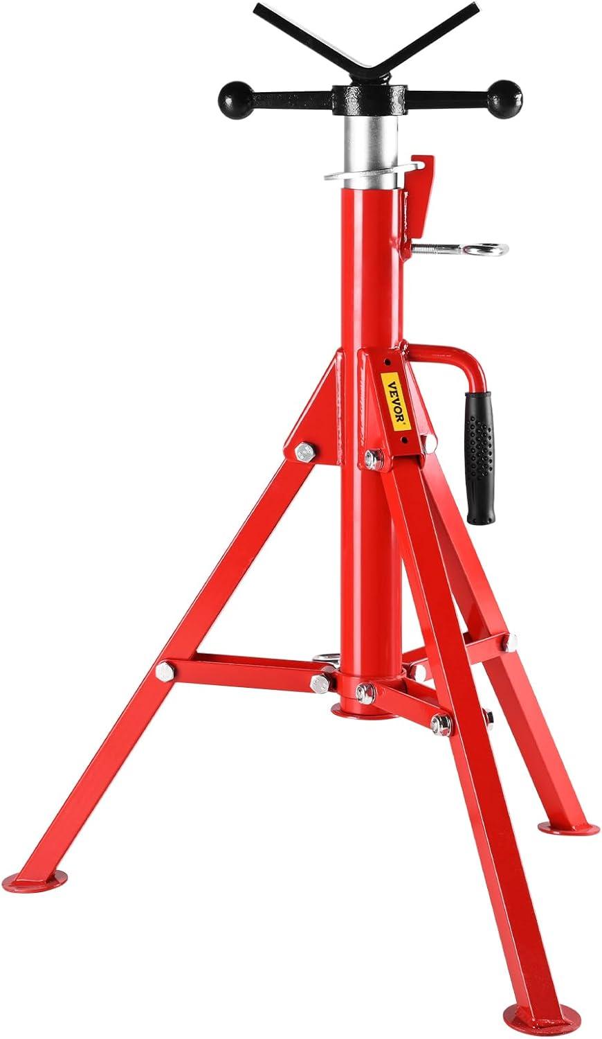image:imageVEVOR HeavyDuty Pipe Stand Adjustable Folding Pipe Jack Stand Sturdy Construction 2500 lbs Load Capacity Ideal for Welding Automotive and Construction Projects