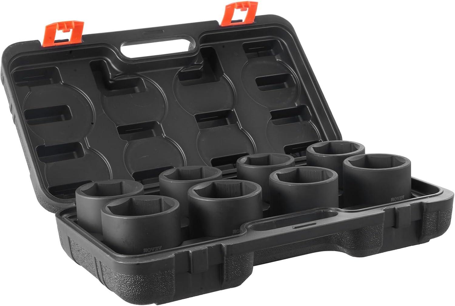 image:imageVEVOR Impact Socket Set 38 Drive 64Piece Standard SAE 516 to 1 inch amp Metric 6 to 24 mm Size Deep amp Shallow 6 Point CRV Ratchet Handle Extension Bars Universal Joint Adapters34 8PCS CRMO